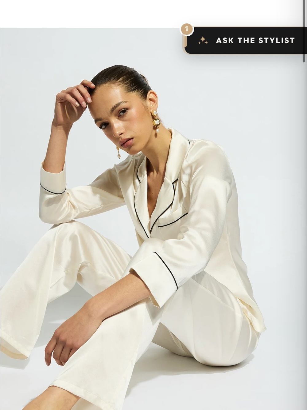 Ginia Crème Fine Finishes Pyjama Set Silk Aus 14